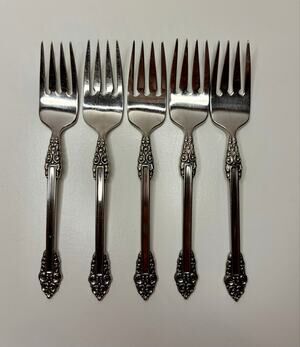Oneida Heirloom Rembrandt Salad Forks 6 5/8” Stainless Vintage Set of 5